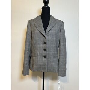 Lauren Ralph Lauren Women Size10 Career‎ Blazer Black Wool PlaidHoundstooth NEW
